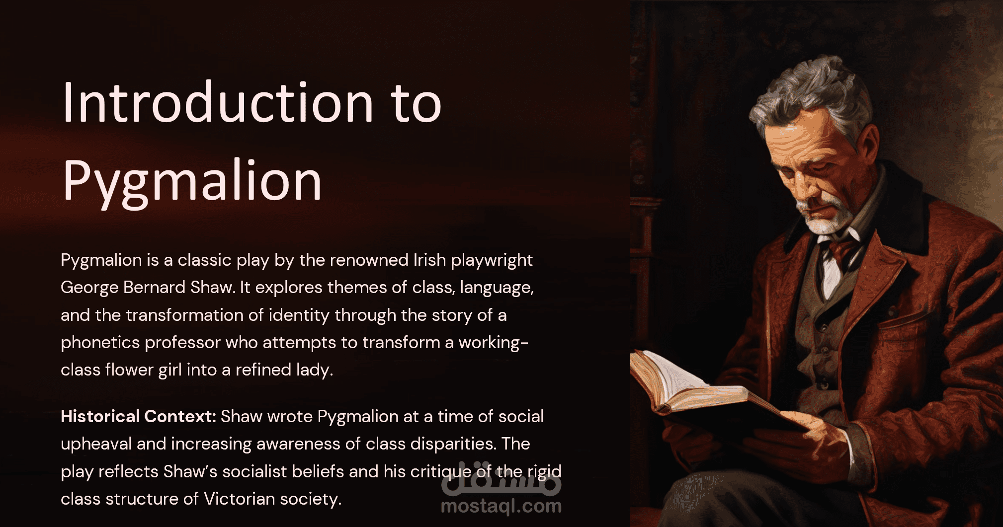 عرض تقديمي ادبي لمسرحية Pygmalion