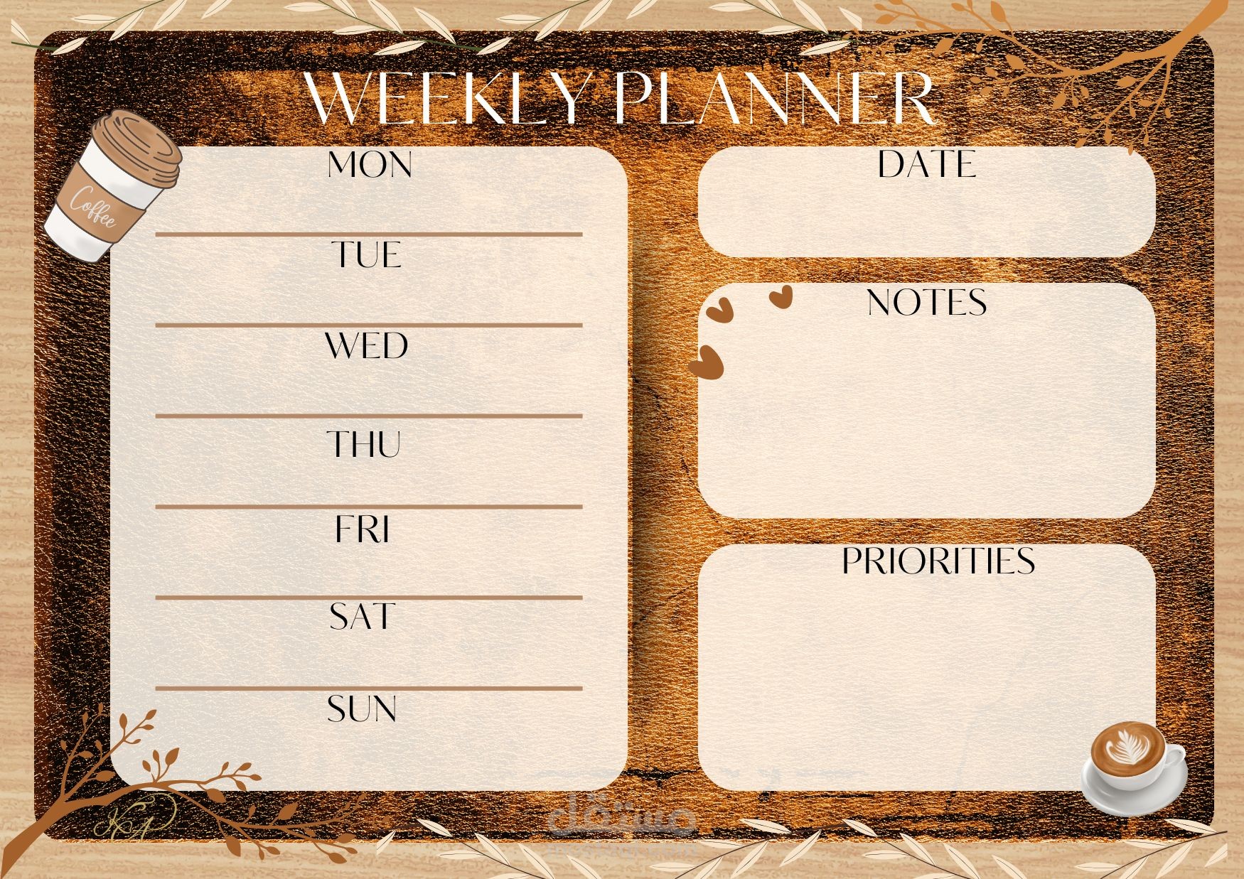 Weekly planner  مخطط اسبوعى