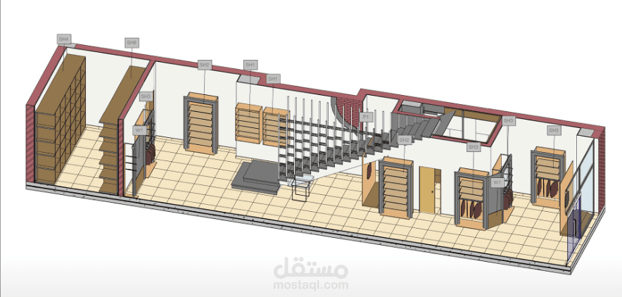 الرسومات التنفيذية لمحل ملابس