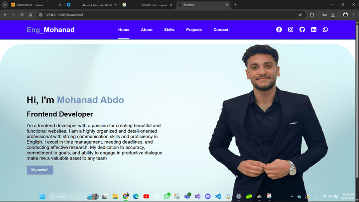تصميم Portfolio Web احترافي و منسق متجاوب مع كل الشاشات