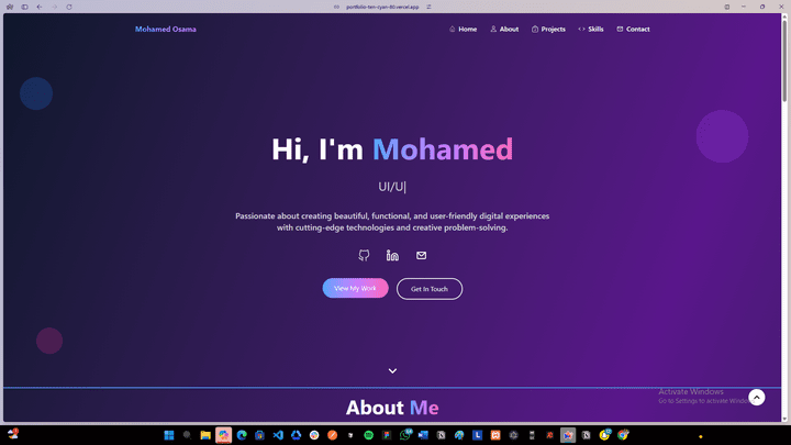 موقع البورتفوليو الشخصي – Mohamed Osama Portfolio Website