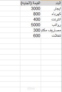 تحليل مصروفات شهرية باستخدام اكسيل و الرسم البياني