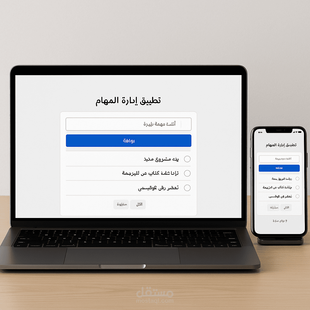 تطبيق To-Do متجاوب باستخدام JavaScript Vanilla وTailwind CSS