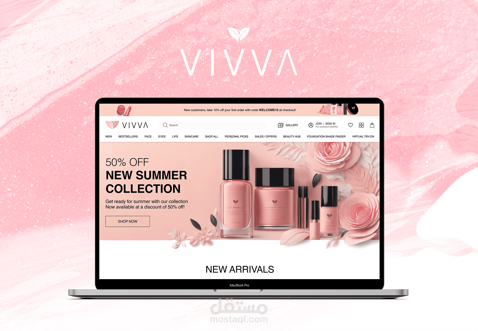 تصميم تجربة تسوق إلكتروني لمستحضرات التجميل — Vivva