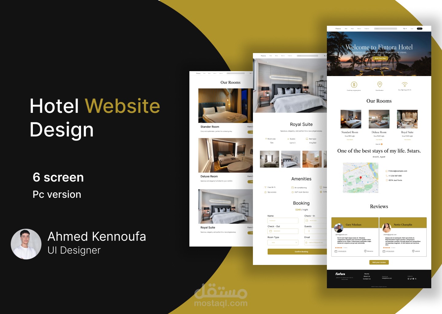 تصميم واجهة المستخدم/تجربة المستخدم لموقع فندق حديث