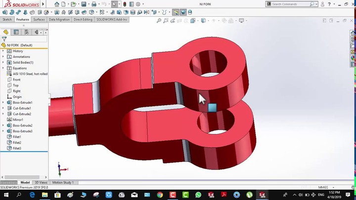 Knuckle joint design with solid works