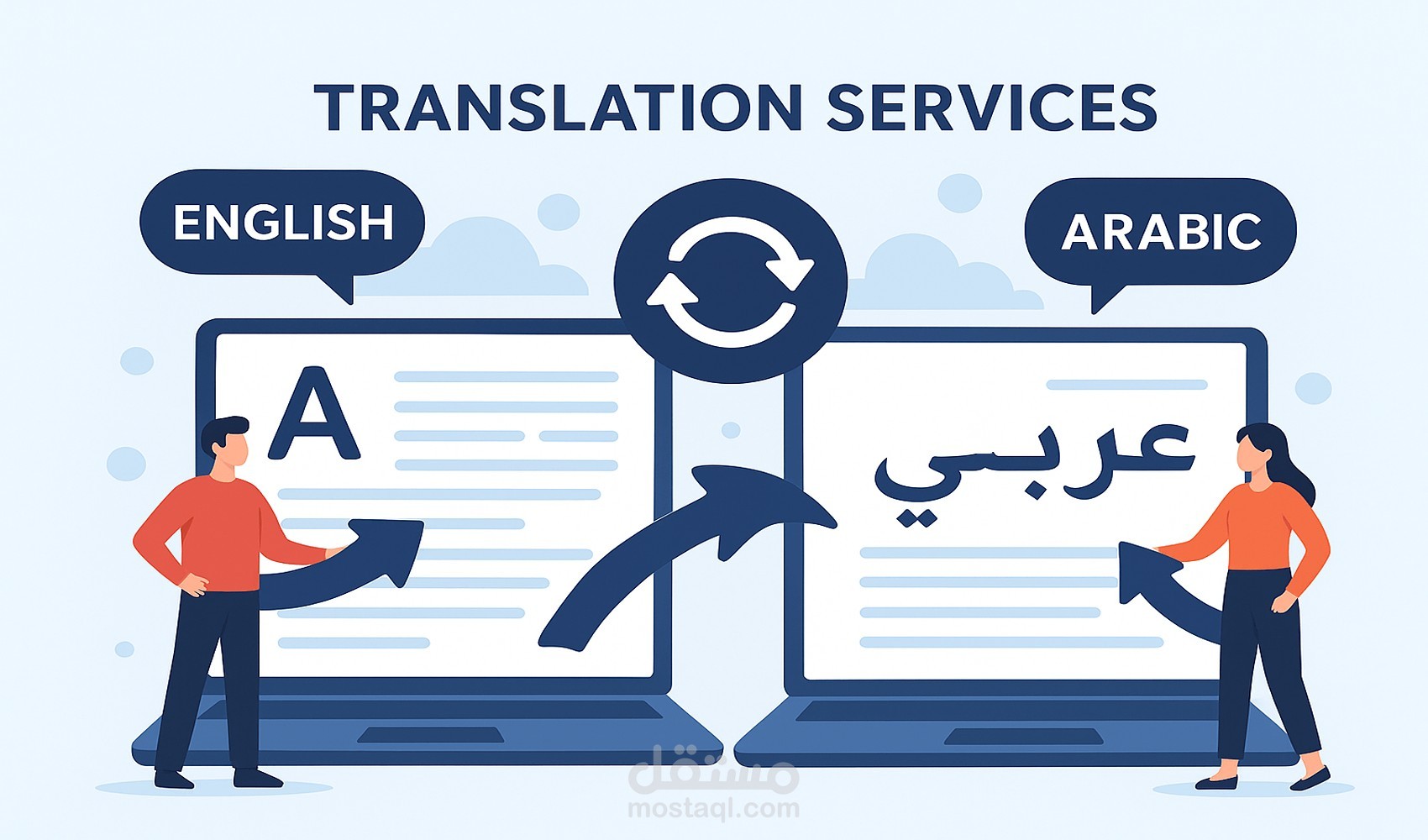 ترجمة من اللغة الإنجليزية إلي العربية والعكس بشكل مبسط جدا