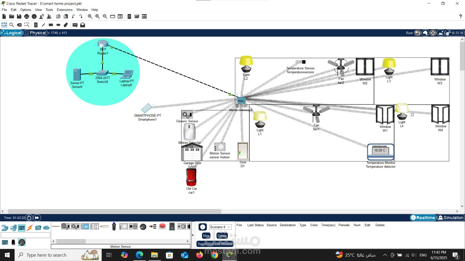 Smart Home Network Simulation using Cisco Packet Tracer
