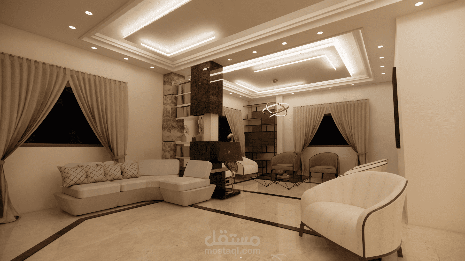 تصميم داخلي لفيلا في سوريا