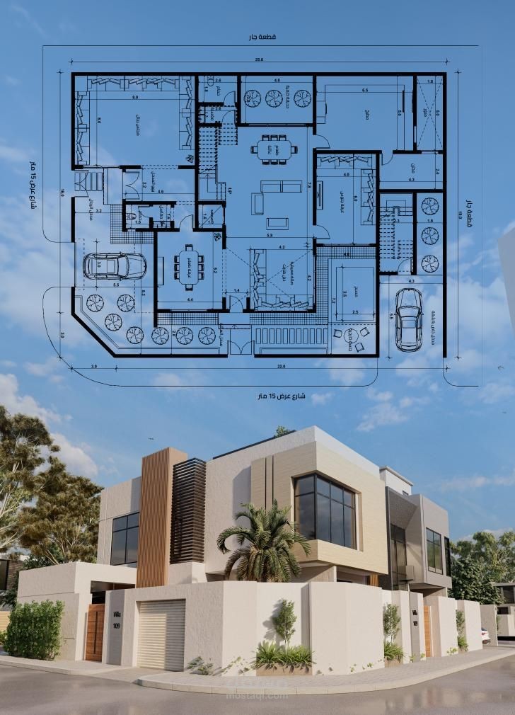 تصميم خارجي لفيلا في لبنان