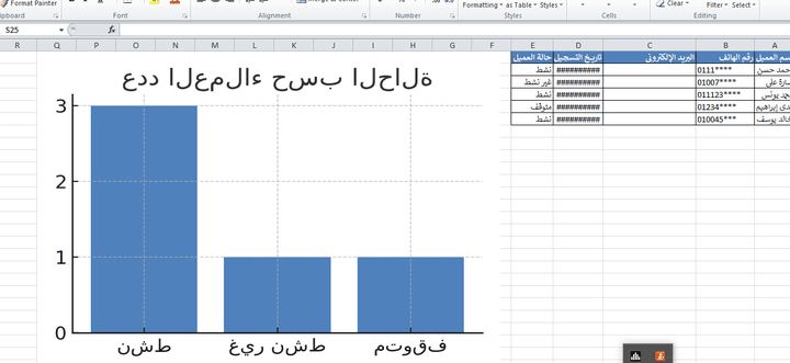 نموذج Excel - عينة من أعمال إدخال البيانات