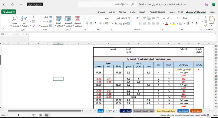 حساب الكميات اللزمة لإنشاء فلة سكنية بمساحة 197.85 متر مربع