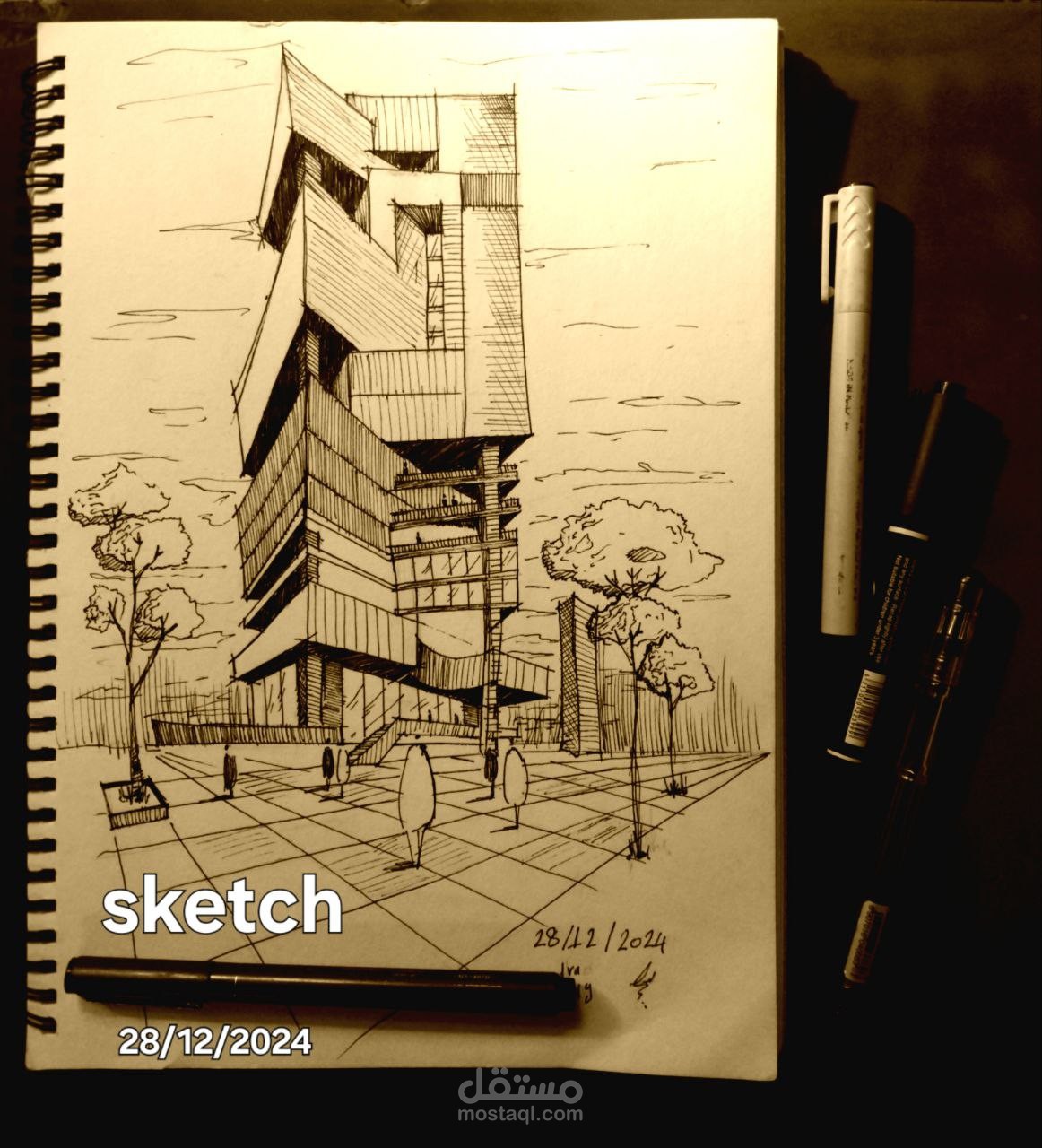 رسم سكيتشات معمارية يدوية بطريقة احترافية