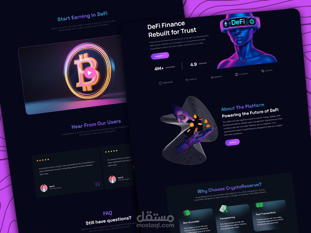 Landing page Defi Startup