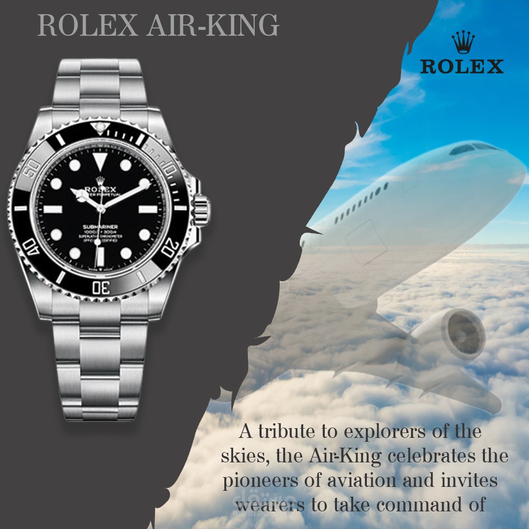 تصميم إعلان فخم لساعة رولكس Air-King بنمط احترافي