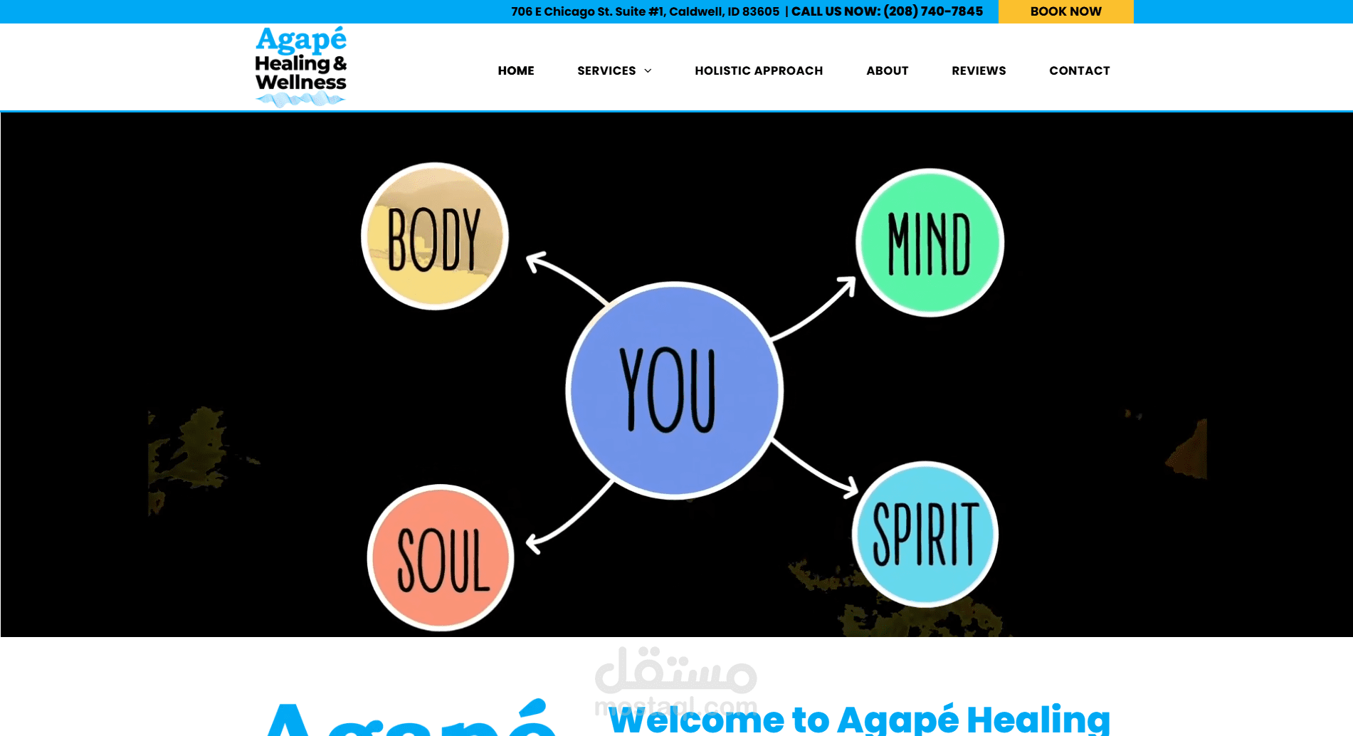 تصميم موقع عيادة Agapé Healing & Wellness باستخدام Duda