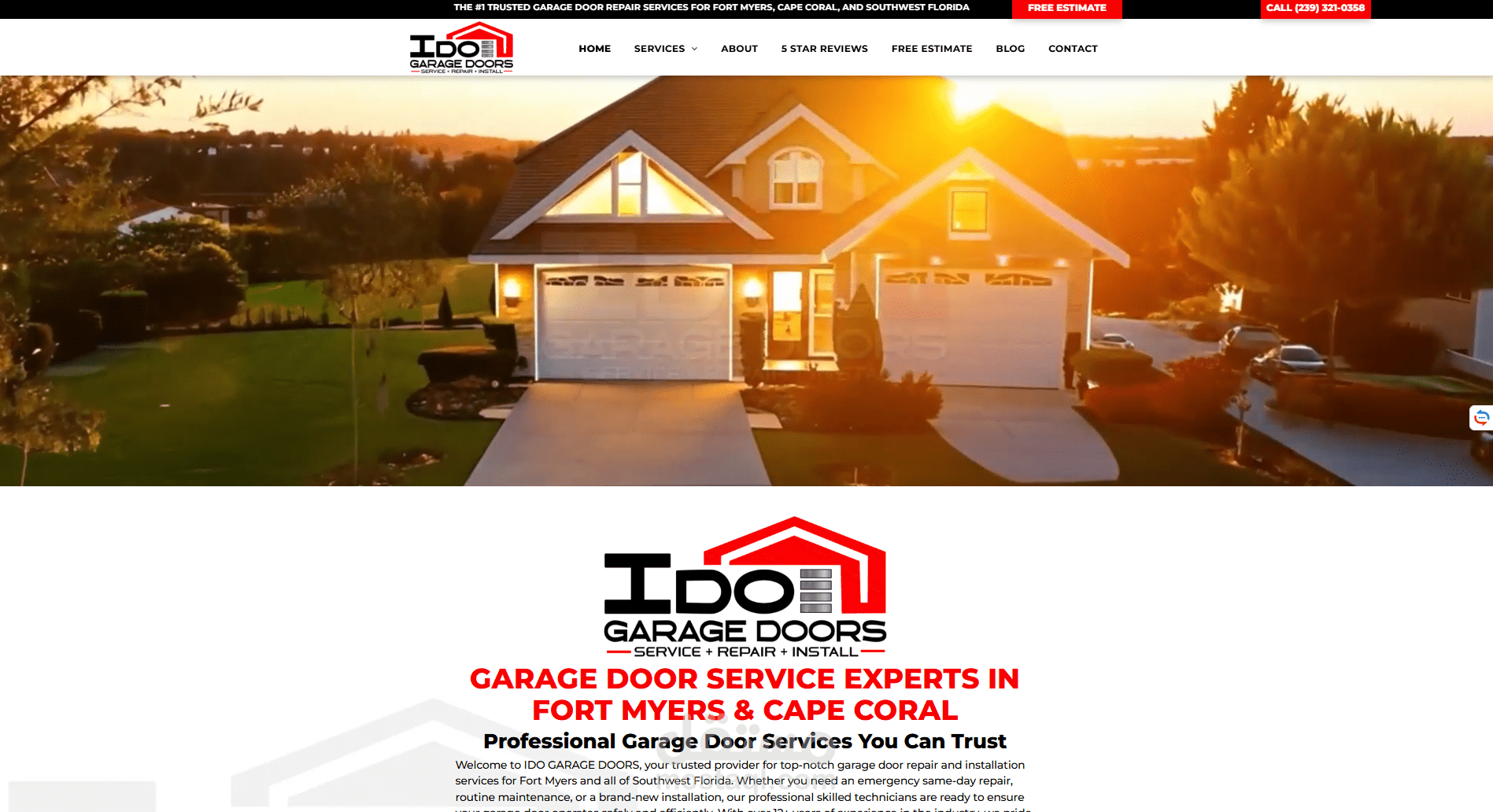 تصميم موقع شركة IDO Garage Doors لخدمات أبواب الجراج
