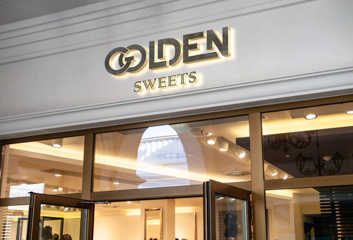 هوية لمحل Golden Sweets للحلويات العربية