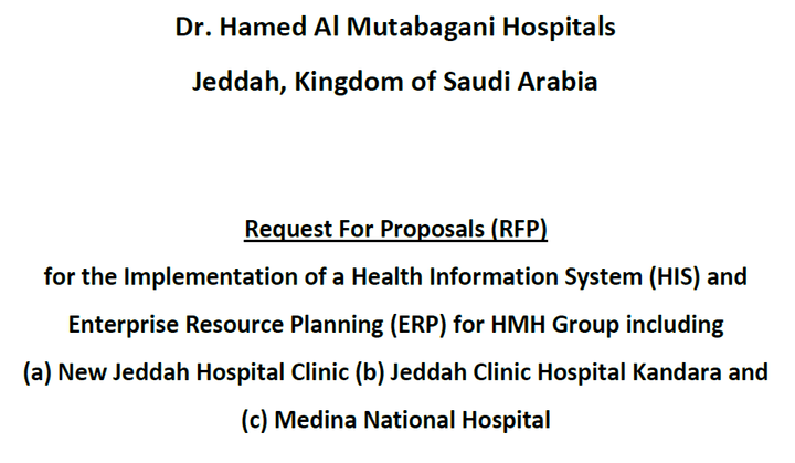 Technical proposal - Tender for software Hospital Information Systeml in KSA