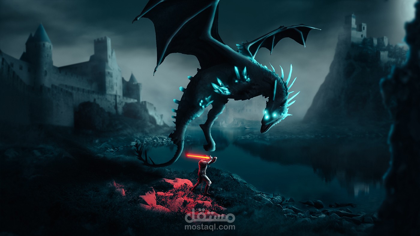 تصميم دمج بالفوتوشوب dragon of the dark