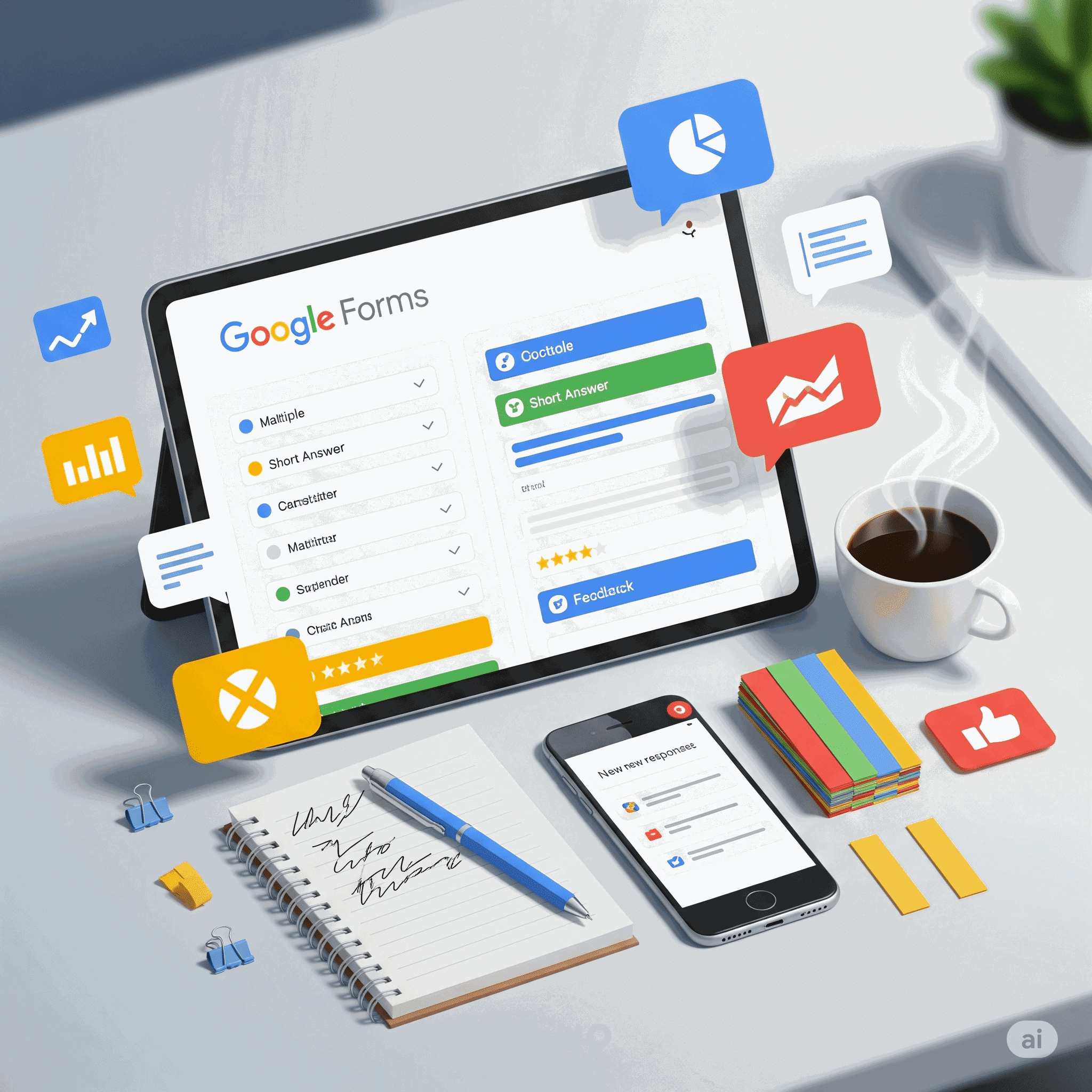 نشاء استطلاع رأي سريع وإنشاء الاختبارات باستخدام Google Form