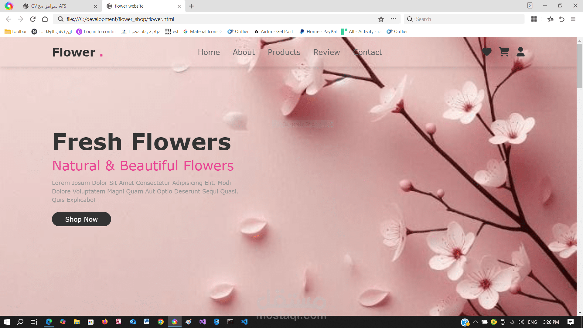 Rose Store _تصميم واجهة محل ورد ب HTML & CSS