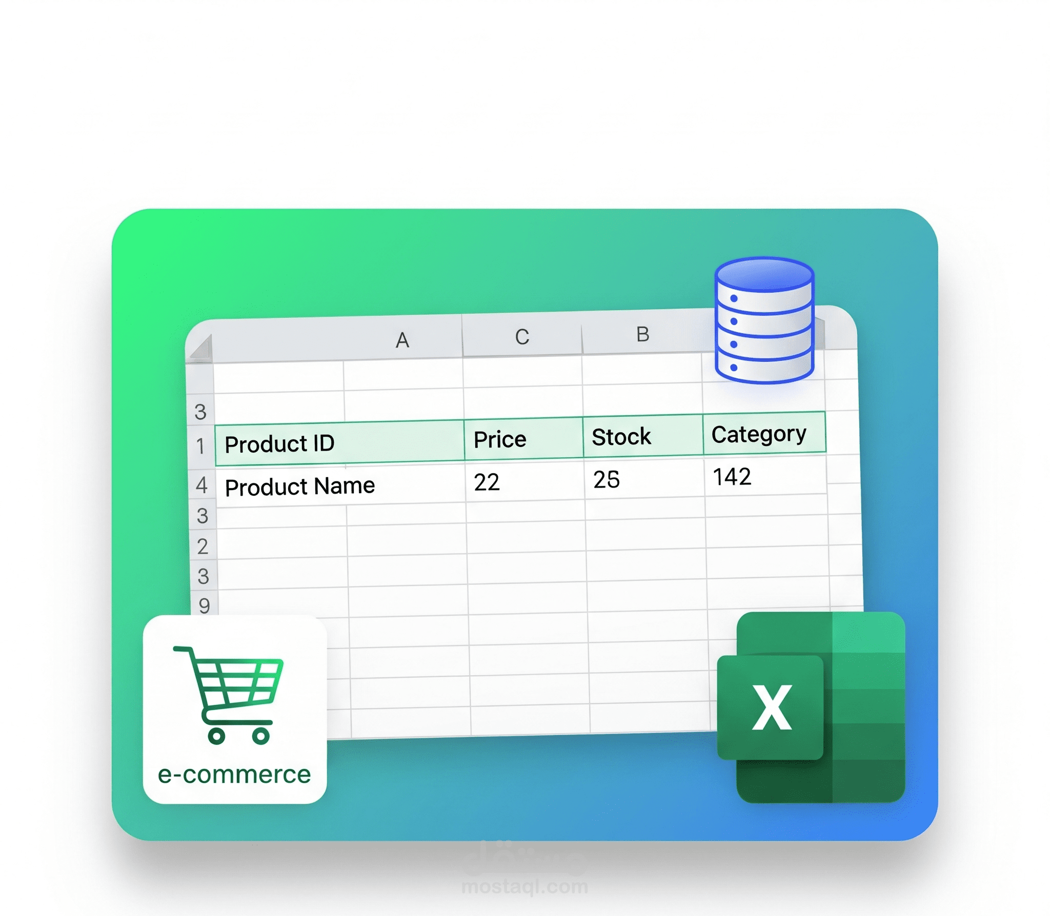 إنشاء قاعدة بيانات Excel لمنتجات متجر إلكتروني