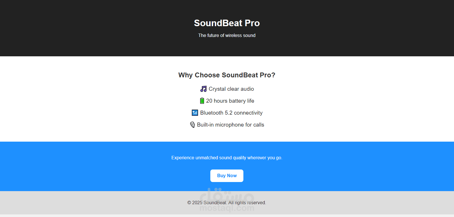 Landing Page for a Smart Wireless Headphones Product