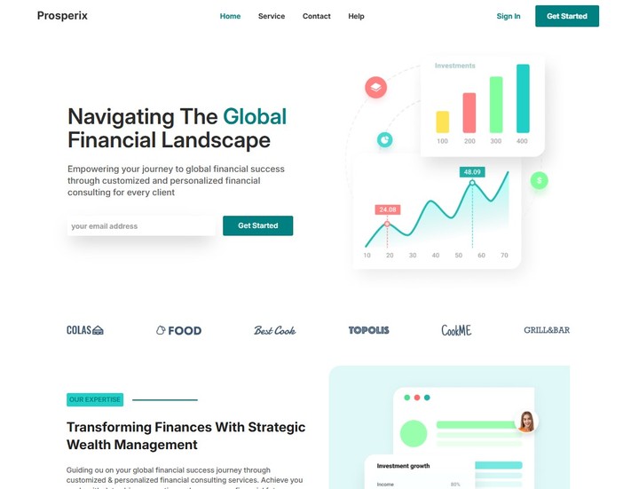 صفحة هبوط استشارية مالية - Prosperix App