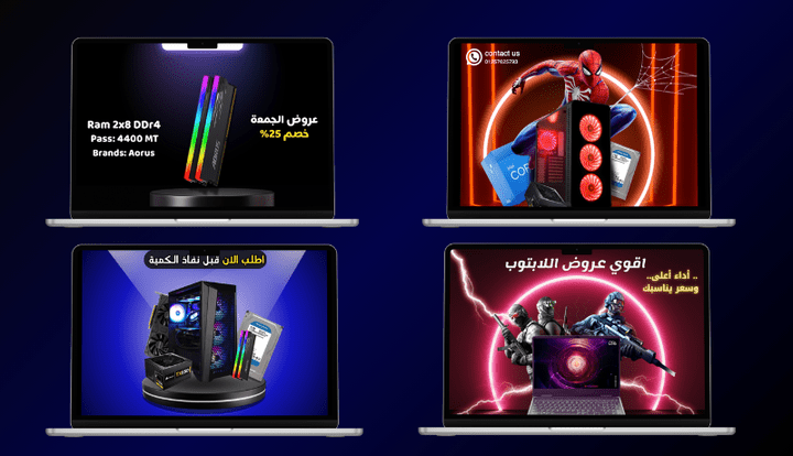 تصميمات سوشيال ميديا ابداعية في مجال الكمبيوتر وتجميعات pc