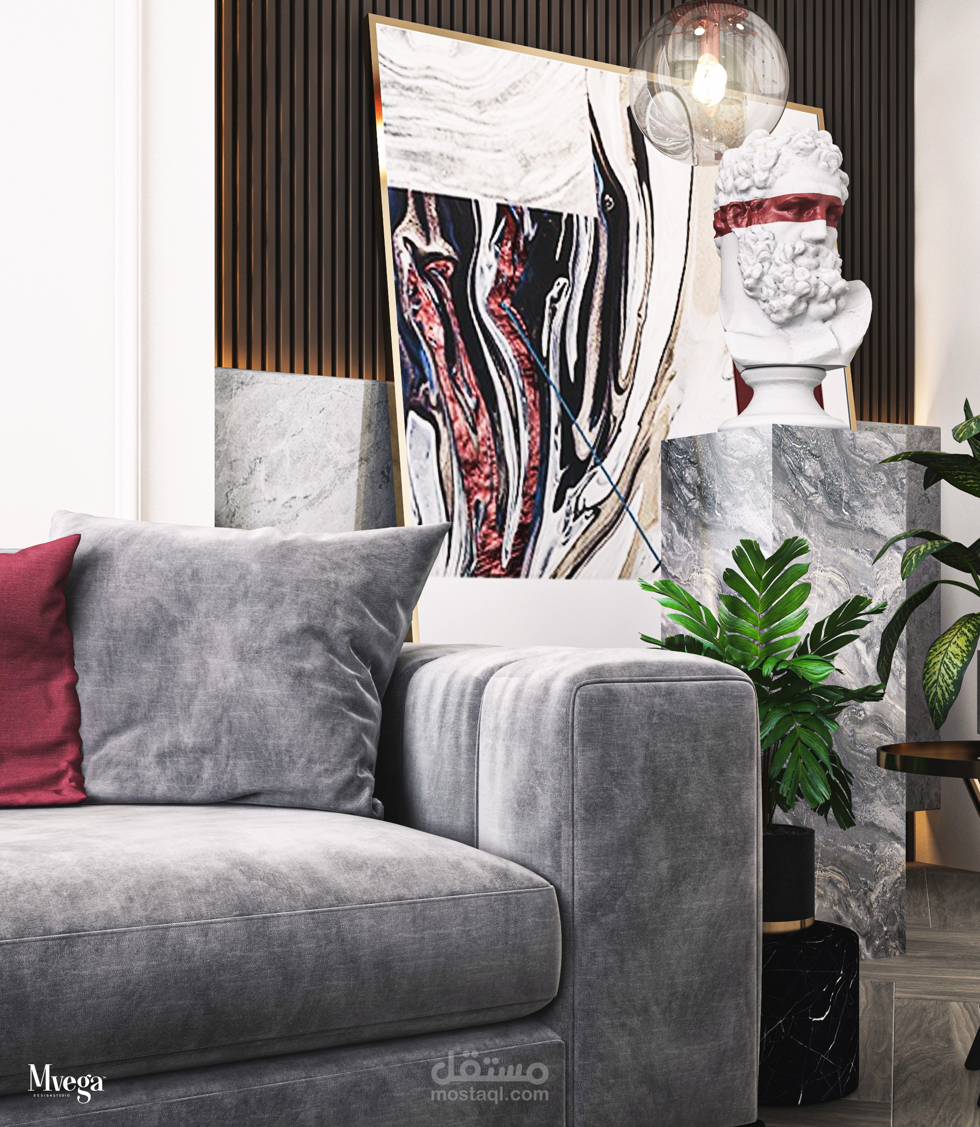تصميم داخلي لغرفة معيشة | Interior design for living room | مستقل