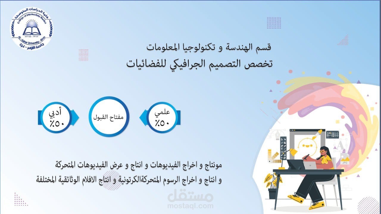 تصميم دعائي لتخصص التصميم الجرافيكي – تعليمي