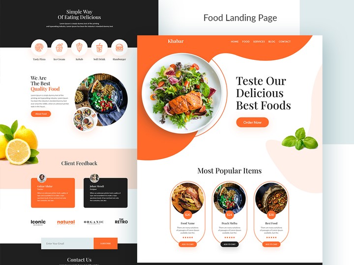 Landing page for food (صفحة هبوط)