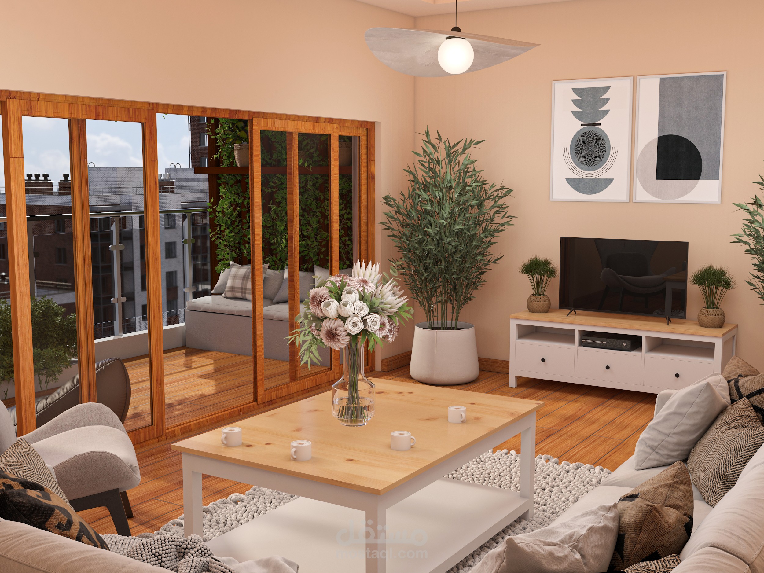 Modern Living Room and Balcony