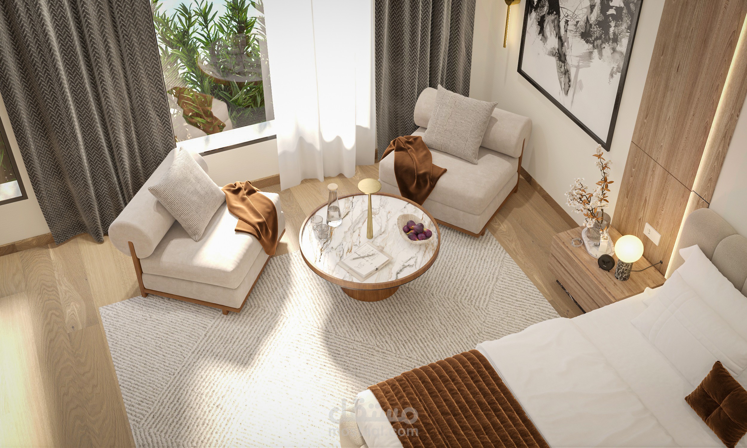 تصميم داخلي وديكور 3D لاي مساحه مع تعديلات مجانية