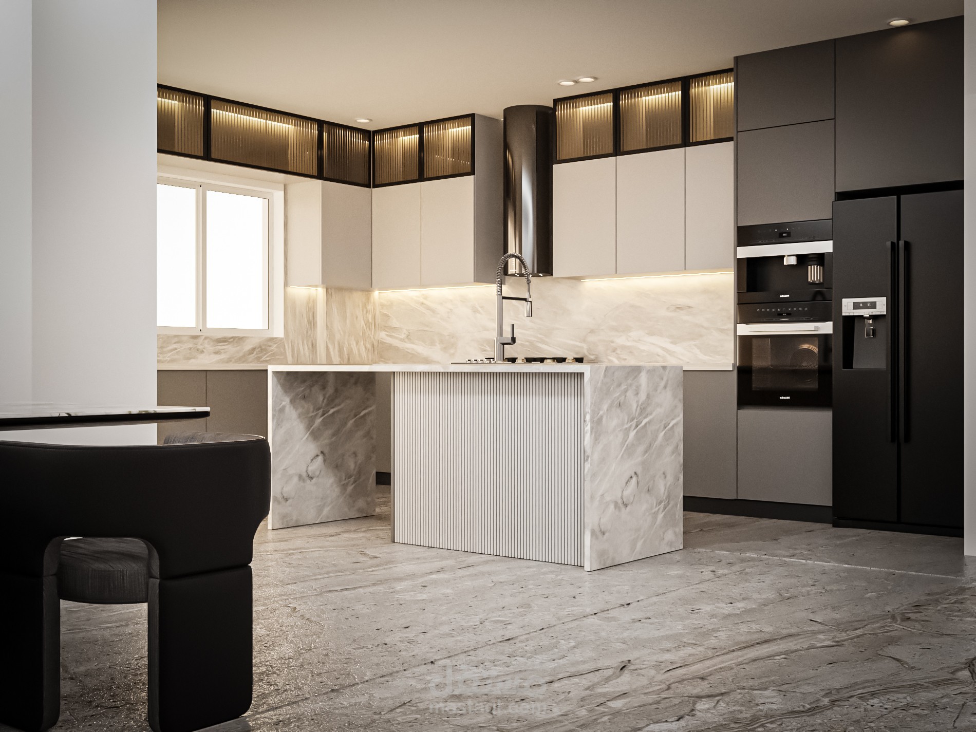 تصميم 3D مطبخ حديث