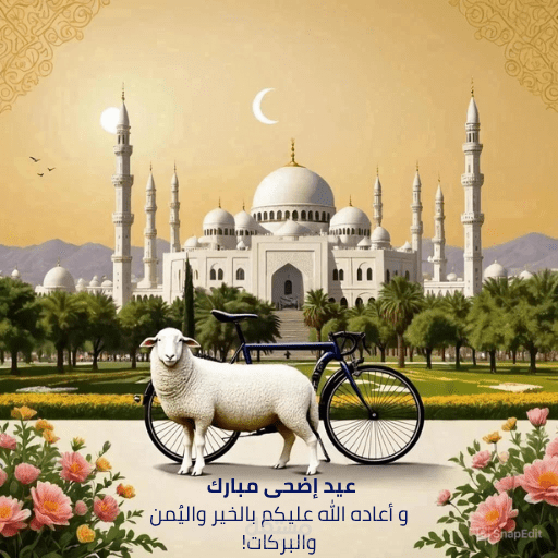 بطاقة تهنئة لعيد اضحى لمحبي الدراجات