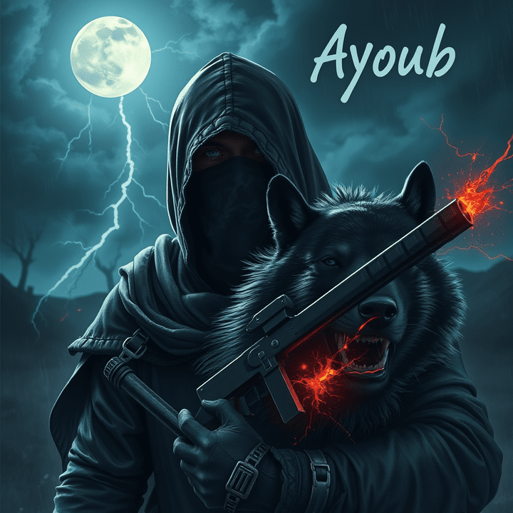 صورة شرسة مكتوب عليها اسم ايوب