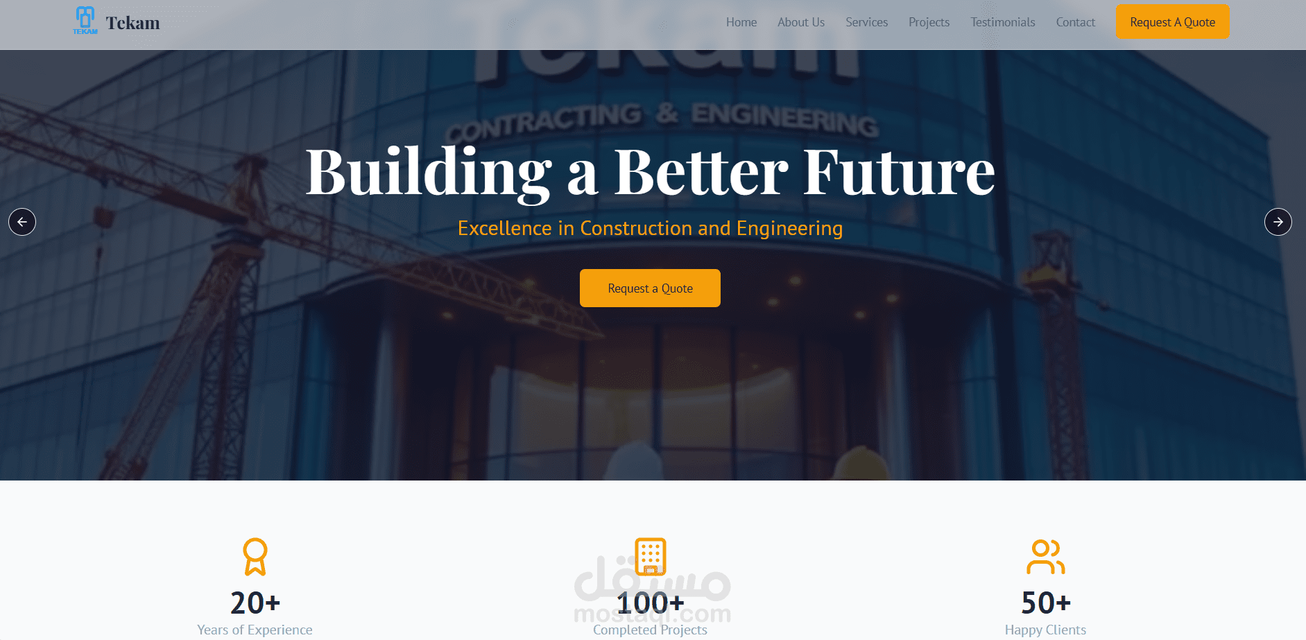 موقع شركة Tekam Contracting & Engineering | موقع هندسي احترافي