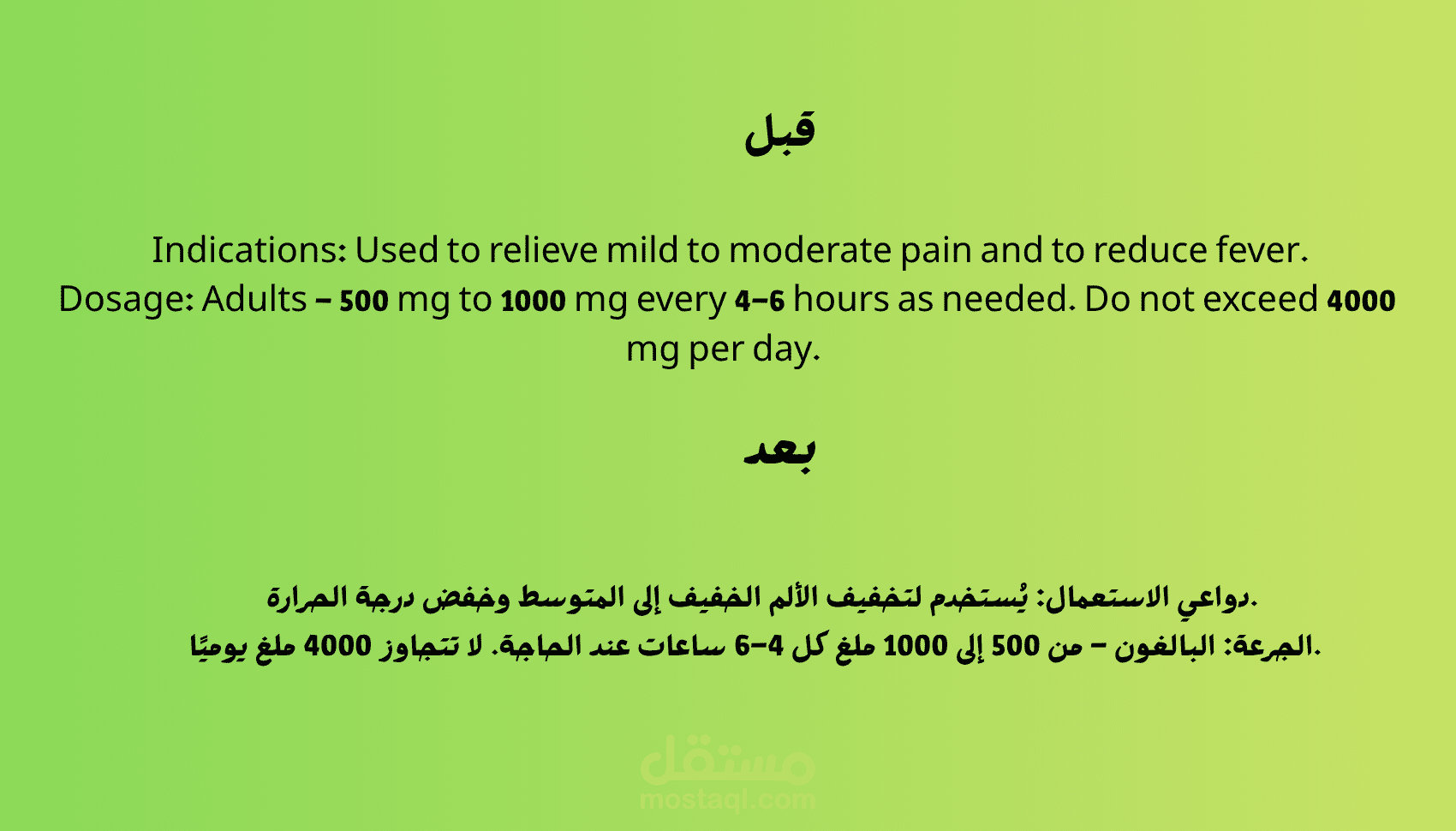 ترجمة نشرة دواء: Paracetamol – Panadol