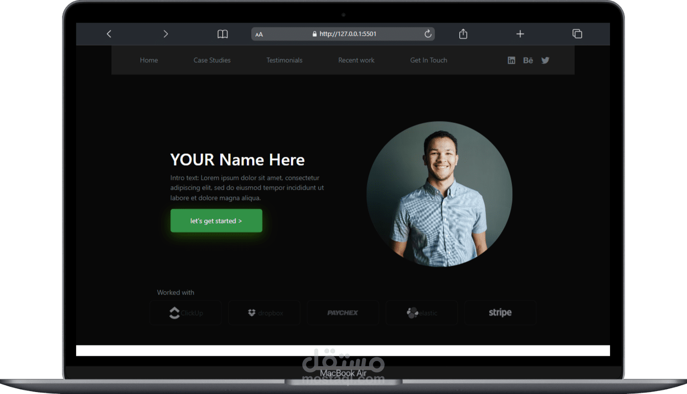 مشروع بورتفوليو متجاوب باستخدام html , css , bootstrap