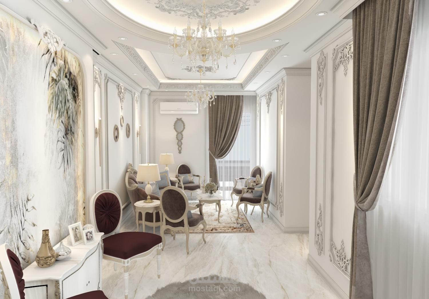 تصميم شقة سكنية علي الطراز الكلاسيك