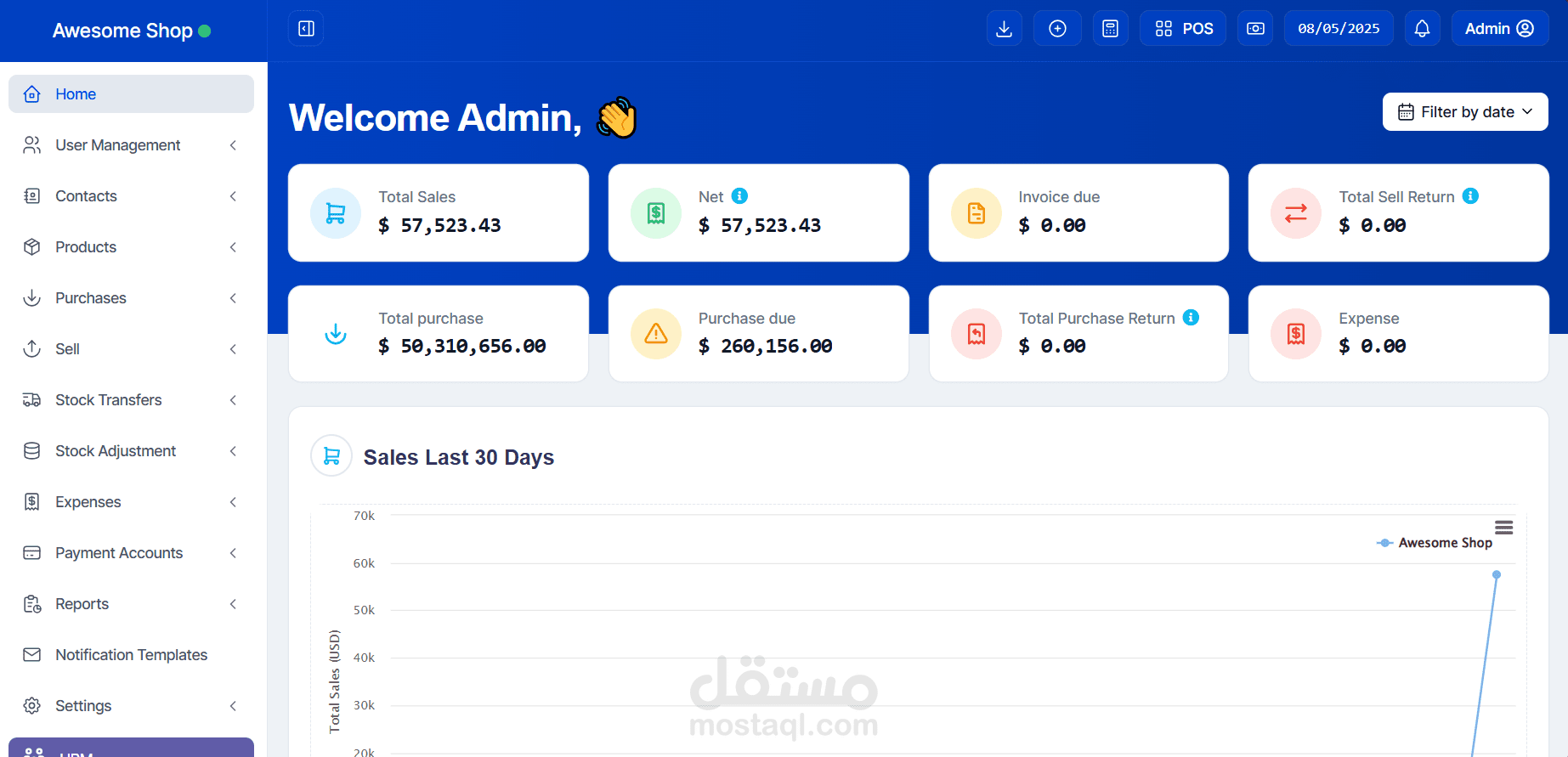 تطوير نظام ERP متكامل لإدارة المبيعات والمخزون وربطه بشركات الشحن
