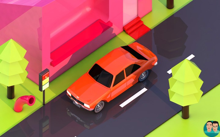 low poly car