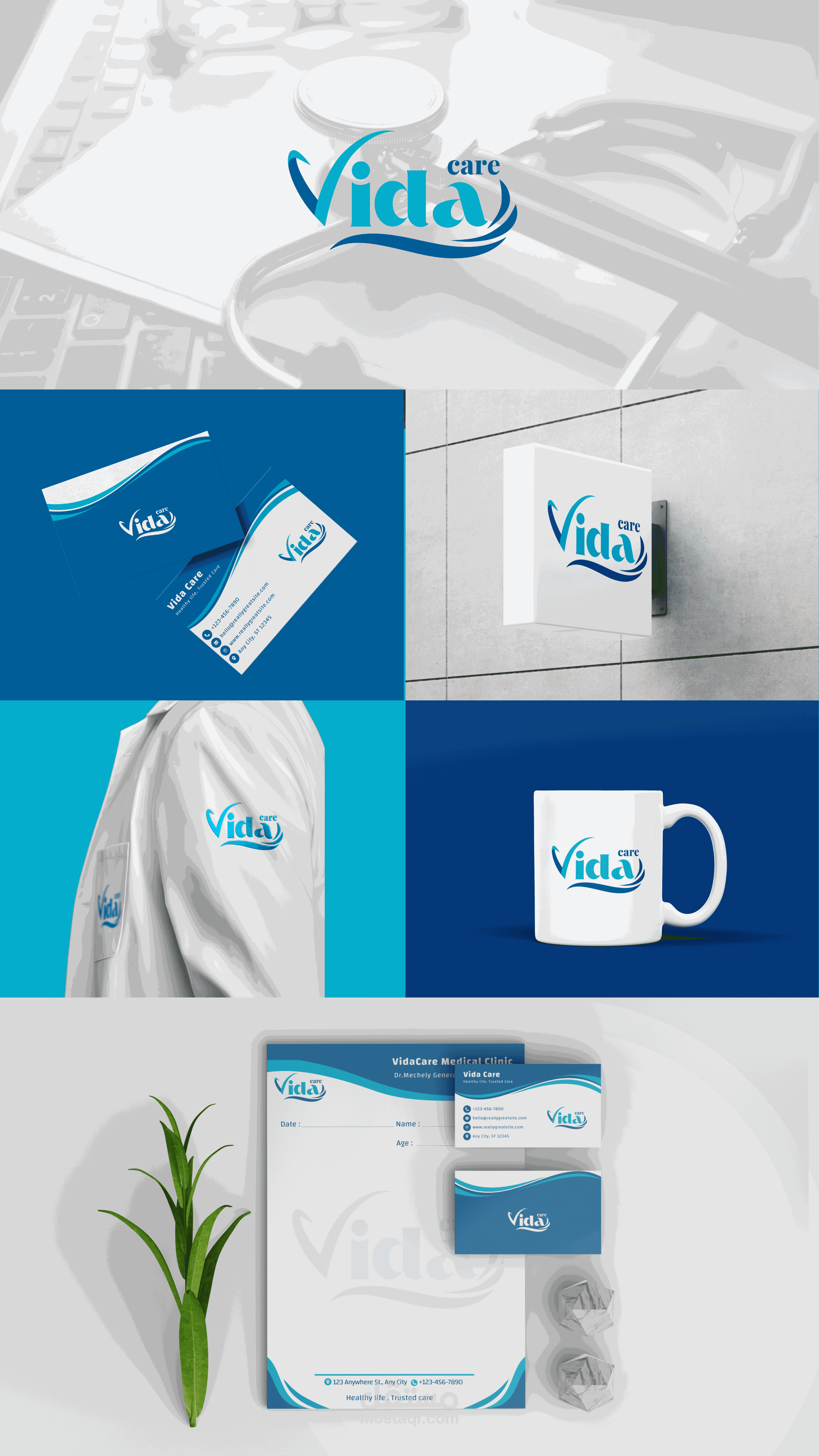 تصميم هوية بصرية لعيادة Vida Care الطبية