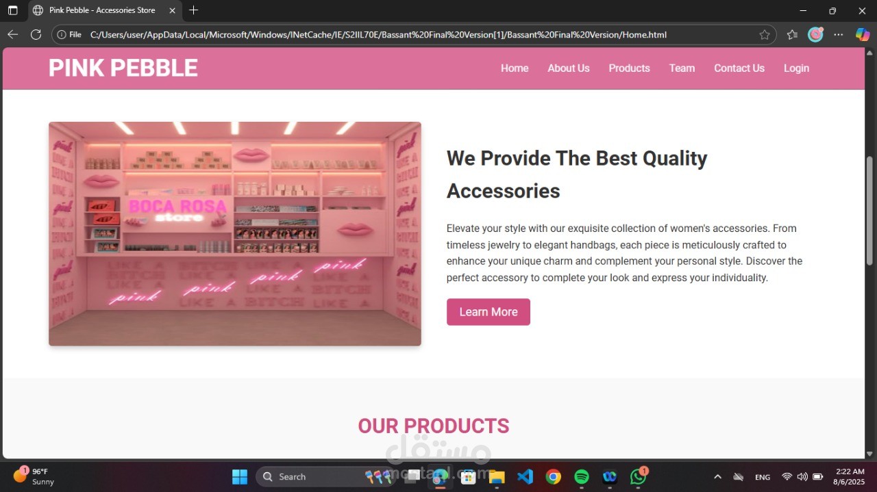 Website about accessories store