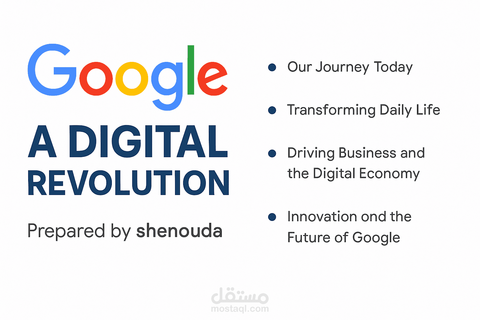 عرض تقديمي احترافي عن جوجل: الأهمية والأمثلة (Google: Importance and Examples