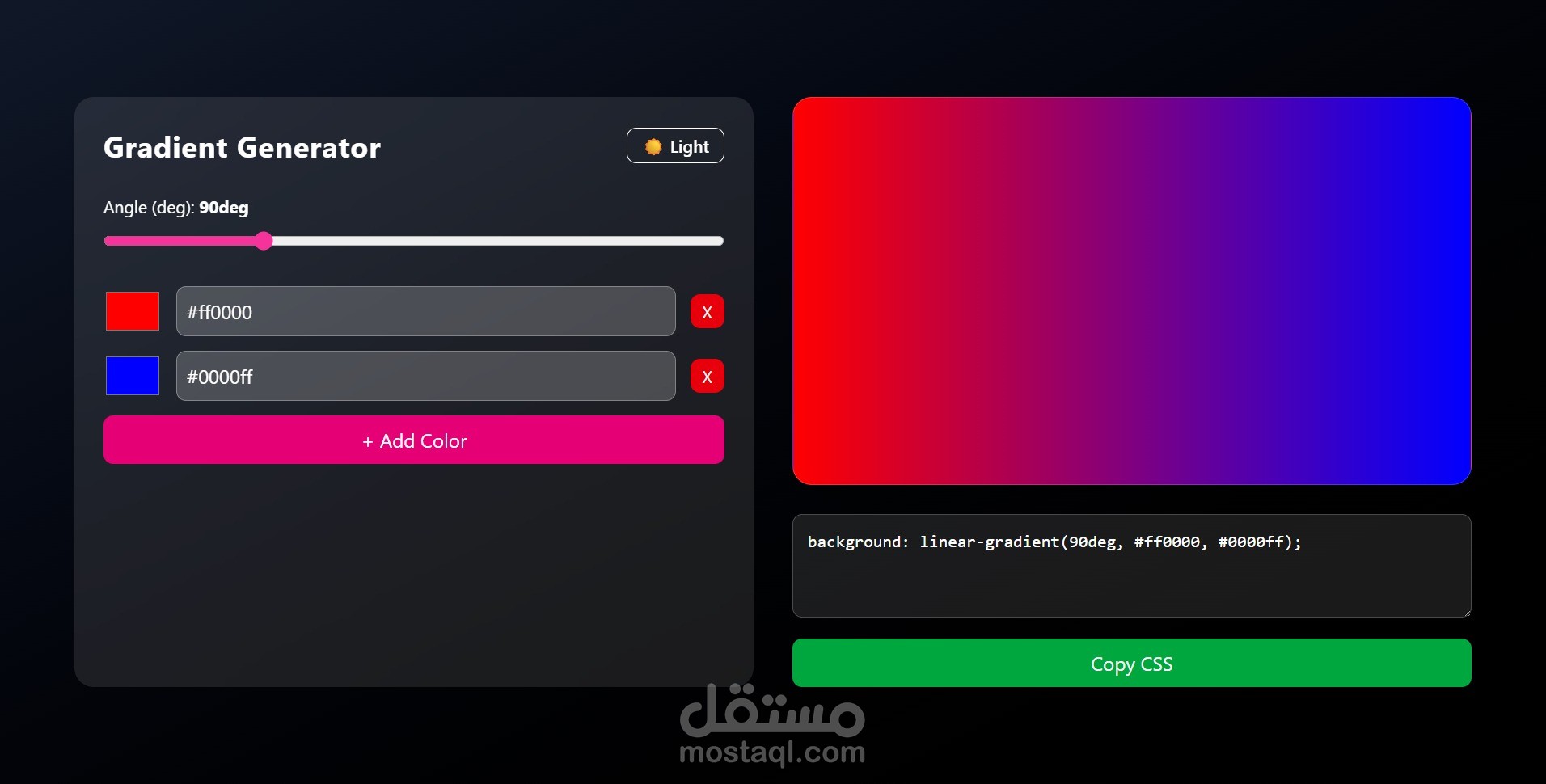 Gradient Generator with React + Tailwind CSS