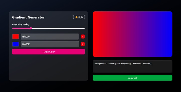 Gradient Generator with React + Tailwind CSS