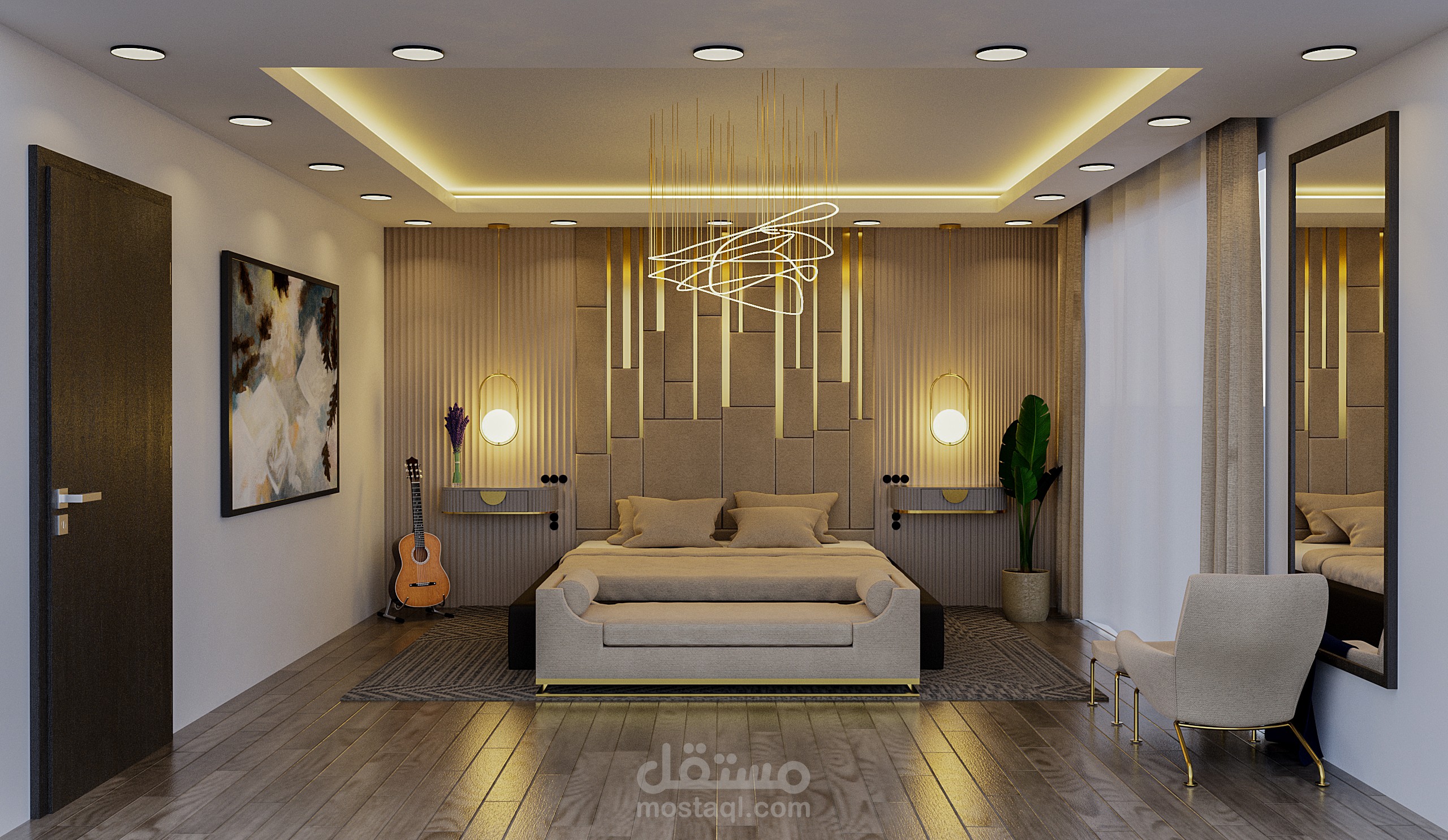 تصميم غرفه نوم باسلوب عصري حديث